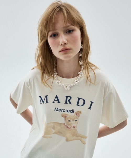 Mardi Mercredi（マルディメクルディ）の「TSHIRT NEZ TOUT ROSE / Tシャツ ネ トゥ ローズ（Tシャツ/カットソー・レディース・ベージュ系2/アイボリー系2/アイボリー系1/ベージュ系1・FREE）」の2枚目の写真