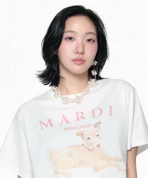 Mardi Mercredi（マルディメクルディ）の「TSHIRT NEZ TOUT ROSE / Tシャツ ネ トゥ ローズ（Tシャツ/カットソー・レディース・ベージュ系2/アイボリー系2/アイボリー系1/ベージュ系1・FREE）」の3枚目の写真