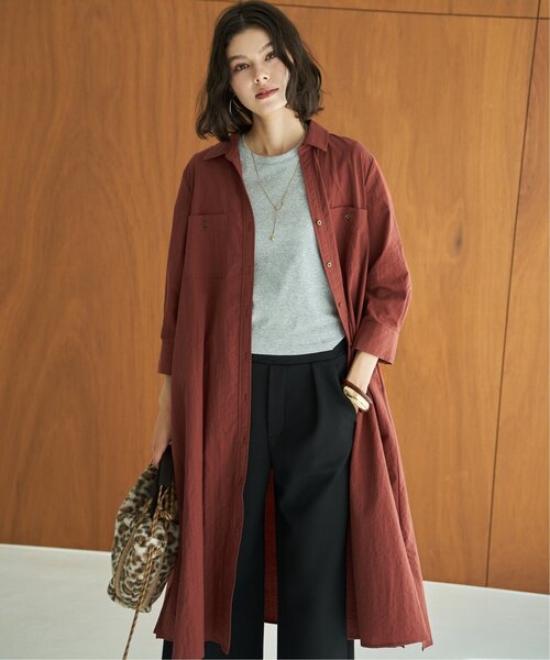 ikka(イッカ)の「コットンポケ付きシャツワンピース(ワンピース・レディース・テラコッタ/ベージュ/グリーン・L/M)」の5枚目の写真