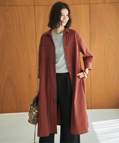 ikka(イッカ)の「コットンポケ付きシャツワンピース(ワンピース・レディース・テラコッタ/ベージュ/グリーン・L/M)」の6枚目の写真
