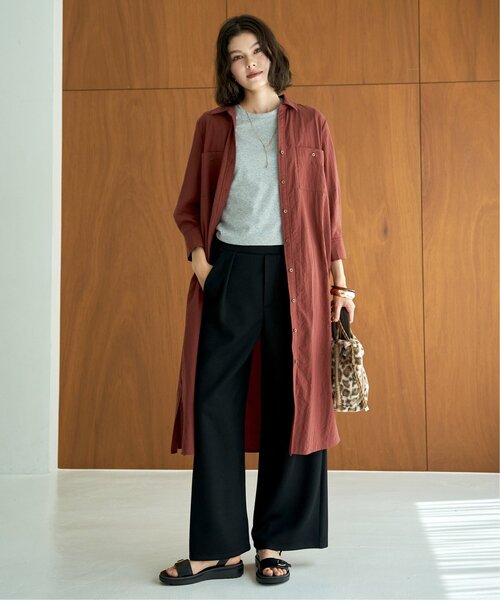 ikka(イッカ)の「コットンポケ付きシャツワンピース(ワンピース・レディース・テラコッタ/ベージュ/グリーン・L/M)」の7枚目の写真