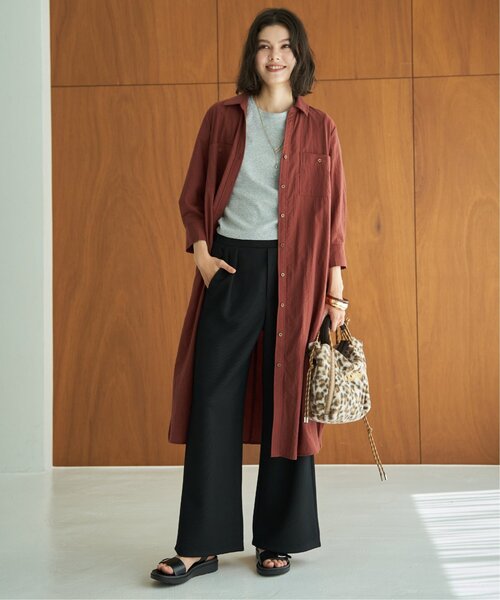 ikka(イッカ)の「コットンポケ付きシャツワンピース(ワンピース・レディース・テラコッタ/ベージュ/グリーン・L/M)」の8枚目の写真