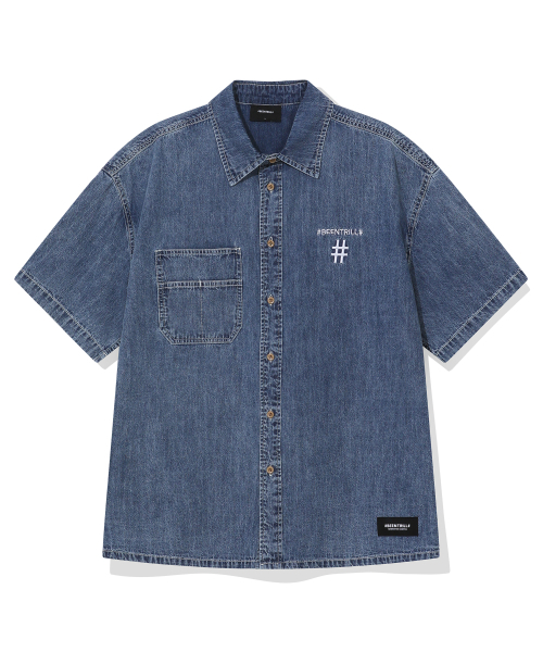 BEENTRILL（ビントリル）の「ライトデニム半袖ワークシャツ（ライトブルー）（その他トップス・レディース・その他・SMALL/MEDIUM/LARGE/X-LARGE）」の2枚目の写真