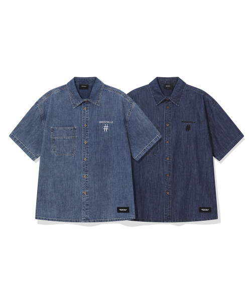 BEENTRILL（ビントリル）の「ライトデニム半袖ワークシャツ（ライトブルー）（その他トップス・レディース・その他・SMALL/MEDIUM/LARGE/X-LARGE）」の5枚目の写真