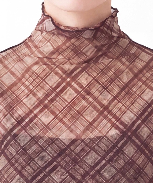 SELECT LEVERY(セレクトリベリー)の「シアーチェックプルオーバー(Tシャツ/カットソー・レディース・ブラック/ブラウン・MEDIUM)」の17枚目の写真