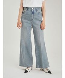 センタープレスワイドデニムパンツ