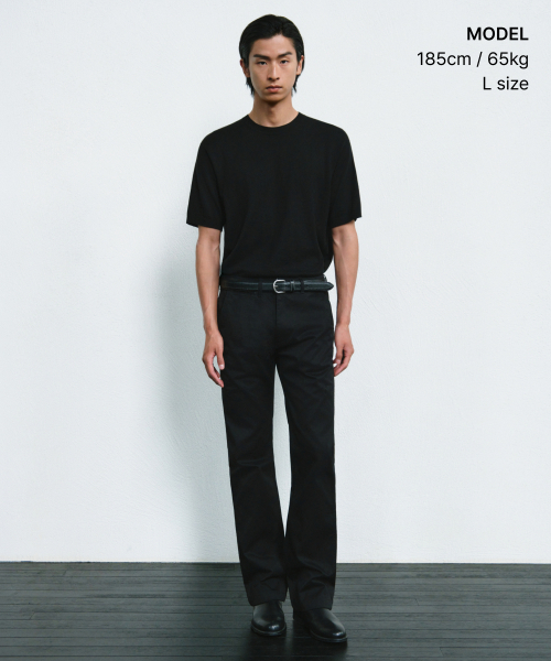 MUSINSA STANDARD（ムシンサスタンダード）の「[プラス] シルク&カシミヤブレンド 半袖ニット [ブラック]（ニット/セーター・レディース・その他・SMALL/MEDIUM/LARGE/X-LARGE/2XL）」の2枚目の写真