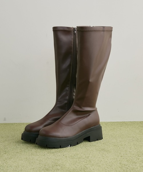 archives(アルシーヴ)の「極美脚ストレッチロングブーツ(ブーツ・レディース・ブラウン/ブラック・LARGE/MEDIUM/SMALL)」の2枚目の写真