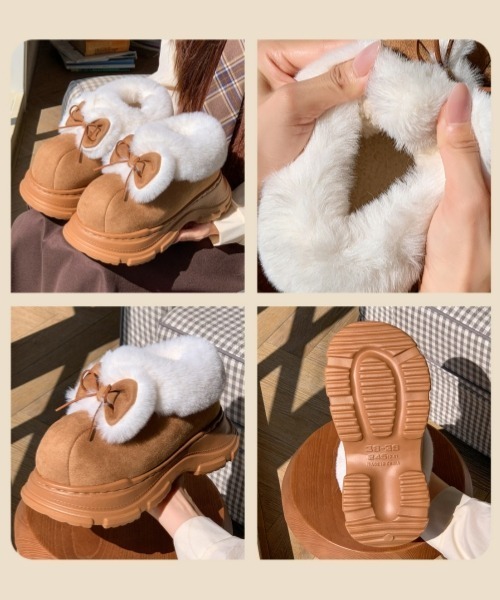 gossip!ロサンゼルス(ゴシップロサンゼルス)の「【Y2Kガーリー】リボン厚底ムートンブーツ / ファーブーツ(ブーツ・レディース・ベージュ/ライトグレー/ライトブラウン・S/L/M)」の10枚目の写真