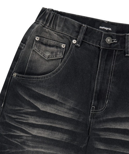 MAHAGRID(マハグリッド)の「『mahagrid/マハグリット』 WASHED POCKET DENIM PANTS/ウォッシュドポケットデニムパンツ(デニムパンツ・レディース・ブラック/ブルー・M/S)」の17枚目の写真