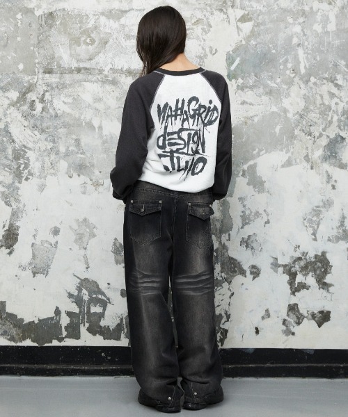 MAHAGRID(マハグリッド)の「『mahagrid/マハグリット』 WASHED POCKET DENIM PANTS/ウォッシュドポケットデニムパンツ(デニムパンツ・レディース・ブラック/ブルー・M/S)」の14枚目の写真