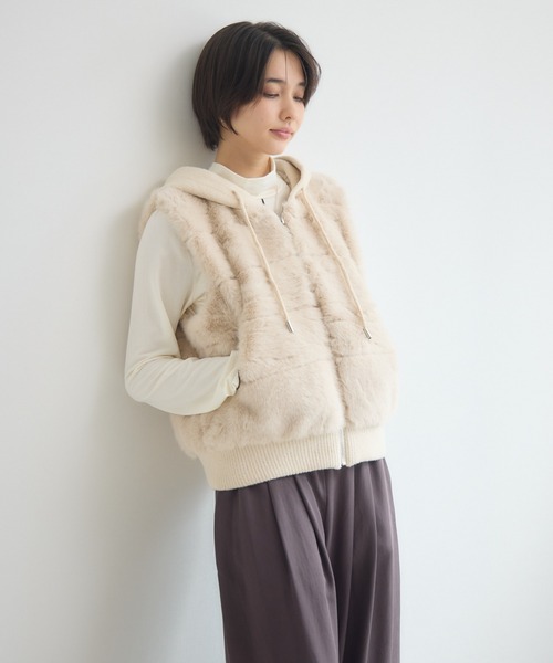 Pillini(ピリーニ)の「フーディファーベスト(その他アウター・レディース・ベージュ/ブラウン・FREE)」の15枚目の写真