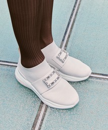【軽量・撥水加工】クリスタルバックル ニットソックススニーカー