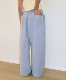 STRIPE CHECK PANEL COMFORT PANTS SOFT BLUE