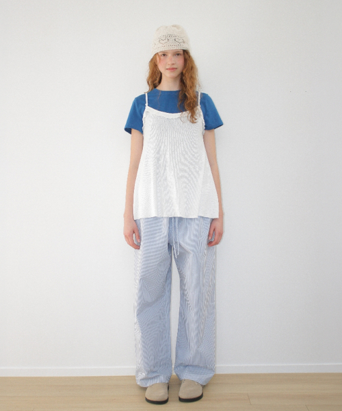 RONRON（ロンロン）の「STRIPE CHECK PANEL COMFORT PANTS SOFT BLUE（その他パンツ・レディース・その他・FREE）」の4枚目の写真