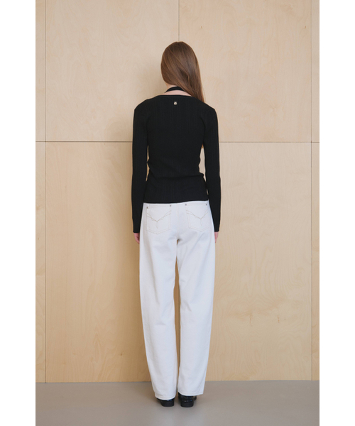 KUME(クメ)の「Halter Layered Ribbed knit Cardigan, Black(ニット/セーター・レディース・その他・SMALL/MEDIUM/LARGE)」の3枚目の写真
