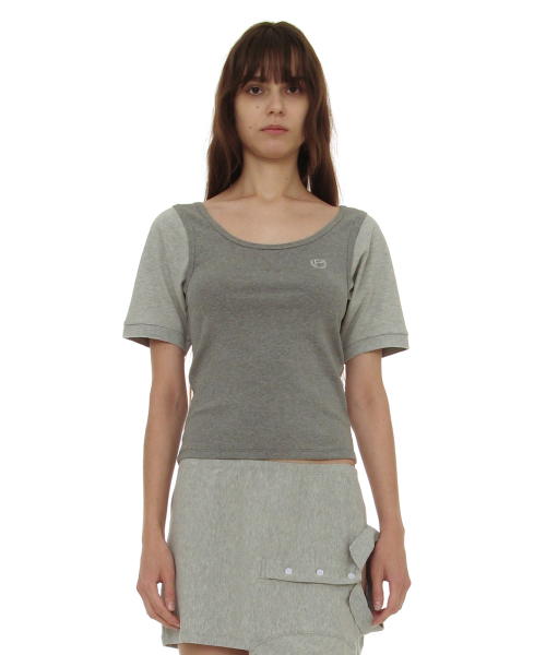 PARTIMENTO WOMEN(パルティメントウィメン)の「スcoopネックバットスリーブトップ_メランジ(Tシャツ/カットソー・レディース・その他・SMALL)」の1枚目の写真