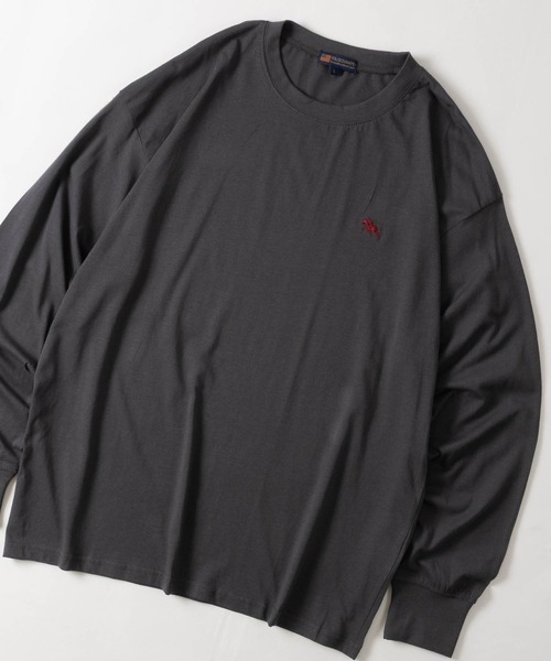 POLOCHAMPS(ポロチャンプス)の「【7】〔POLOCHAMPS/ポロチャンプス〕天竺 ワンポイントロゴ ロングスリーブTシャツ(Tシャツ/カットソー・メンズ・ブラック/杢グレー/ホワイト/ダークグリーン/チャコールグレー/ネイビー・X-LARGE/LARGE/MEDIUM)」の3枚目の写真