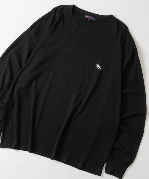 POLOCHAMPS(ポロチャンプス)の「【7】〔POLOCHAMPS/ポロチャンプス〕天竺 ワンポイントロゴ ロングスリーブTシャツ(Tシャツ/カットソー・メンズ・ブラック/杢グレー/ホワイト/ダークグリーン/チャコールグレー/ネイビー・X-LARGE/LARGE/MEDIUM)」の2枚目の写真