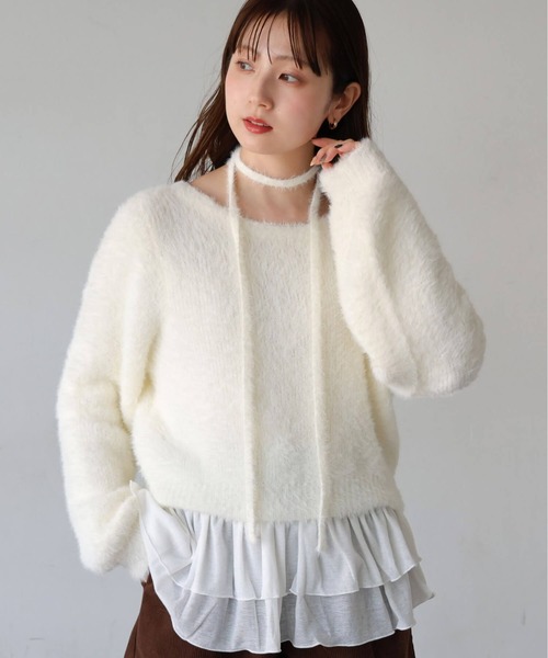 tiptop(ティップトップ)の「フェザーチョーカー付き2wayカーディガン(カーディガン/ボレロ・レディース・ライトグリーン/アイボリー/ブラウン/チャコールグレー・FREE)」の14枚目の写真