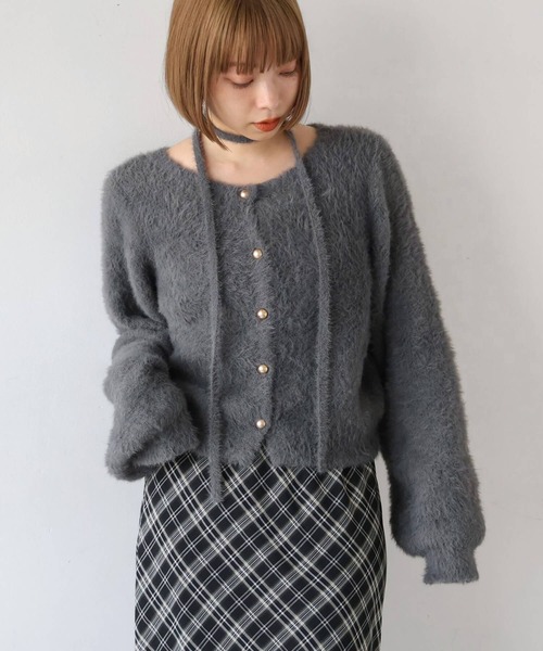 tiptop(ティップトップ)の「フェザーチョーカー付き2wayカーディガン(カーディガン/ボレロ・レディース・ライトグリーン/アイボリー/ブラウン/チャコールグレー・FREE)」の21枚目の写真