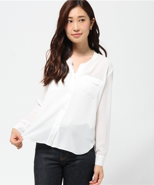 FIGARO Paris(フィガロパリ)の「パウダーツイルポケットツキシャツ◆(シャツ/ブラウス・レディース・ホワイト/ネイビー・36/38)」の11枚目の写真