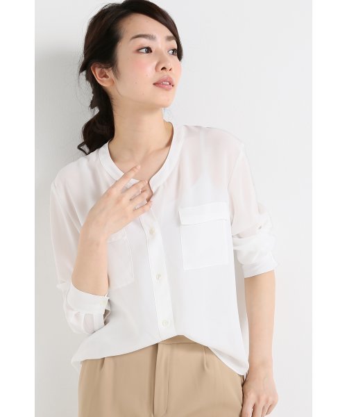 FIGARO Paris(フィガロパリ)の「パウダーツイルポケットツキシャツ◆(シャツ/ブラウス・レディース・ホワイト/ネイビー・36/38)」の20枚目の写真