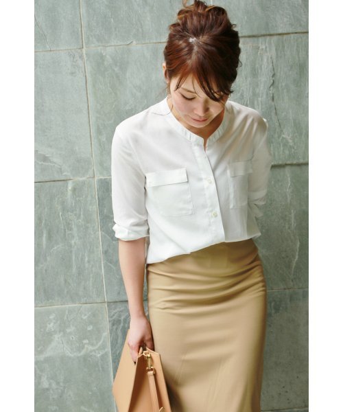 FIGARO Paris(フィガロパリ)の「パウダーツイルポケットツキシャツ◆(シャツ/ブラウス・レディース・ホワイト/ネイビー・36/38)」の15枚目の写真