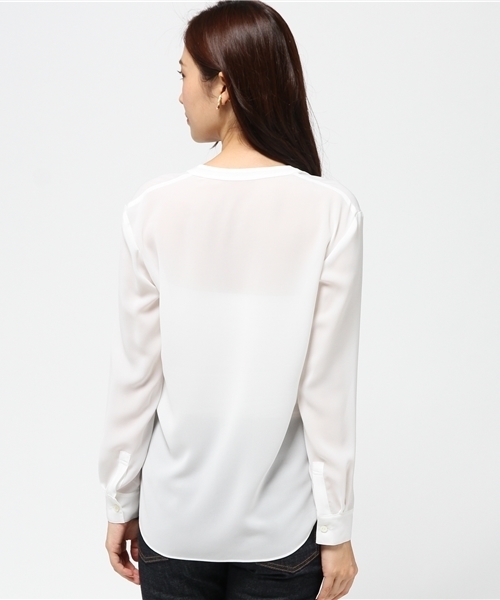 FIGARO Paris(フィガロパリ)の「パウダーツイルポケットツキシャツ◆(シャツ/ブラウス・レディース・ホワイト/ネイビー・36/38)」の5枚目の写真