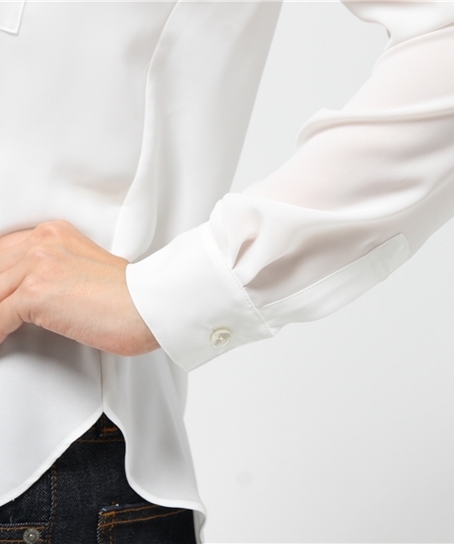 FIGARO Paris(フィガロパリ)の「パウダーツイルポケットツキシャツ◆(シャツ/ブラウス・レディース・ホワイト/ネイビー・36/38)」の7枚目の写真