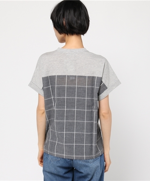 LBC(エルビーシー)の「コットンロゴプリント×チェックプルオーバー (Tシャツ/カットソー・レディース・オフホワイト/アッシュグレー/ネイビー・MEDIUM)」の11枚目の写真