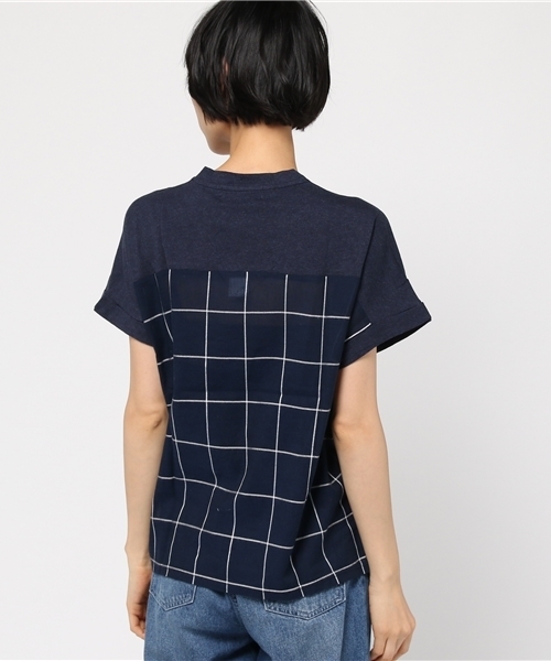 LBC(エルビーシー)の「コットンロゴプリント×チェックプルオーバー (Tシャツ/カットソー・レディース・オフホワイト/アッシュグレー/ネイビー・MEDIUM)」の12枚目の写真