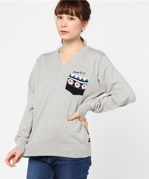 RODEO CROWNS WIDE BOWL（ロデオクラウンズワイドボウル）の「フラワー ニット トップス（ニット/セーター・レディース・トップグレー/オフホワイト/カモフラージュ/ネイビー・SMALL/MEDIUM）」の17枚目の写真