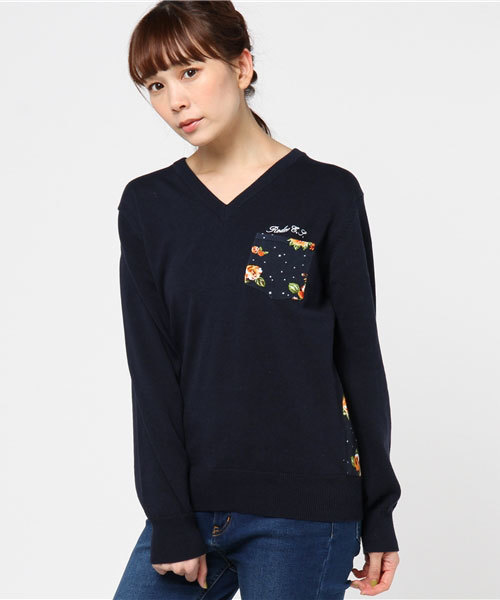 RODEO CROWNS WIDE BOWL（ロデオクラウンズワイドボウル）の「フラワー ニット トップス（ニット/セーター・レディース・トップグレー/オフホワイト/カモフラージュ/ネイビー・SMALL/MEDIUM）」の18枚目の写真