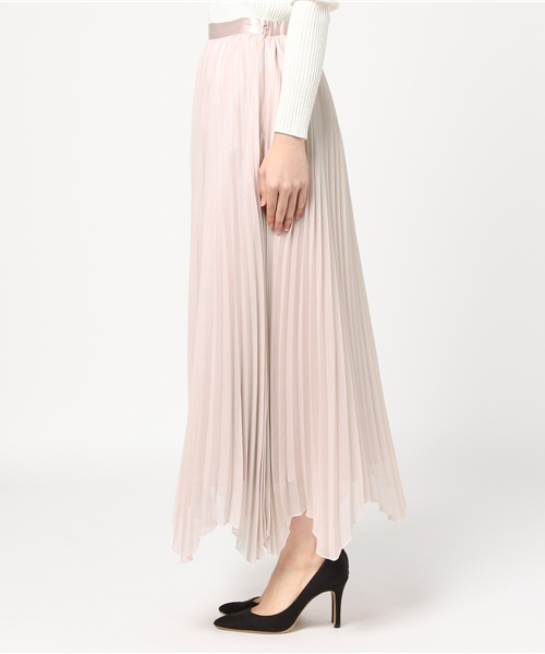 MERCURYDUO（マーキュリーデュオ）の「シャイニーアコーディオンプリーツスカート（スカート・レディース・オフホワイト/ベビーピンク/キャメル・FREE）」の5枚目の写真