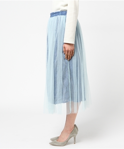 merlot plus（メルロープリュス）の「刺繍レース×チュールスカート9198（スカート・レディース・ブラック/ブルー/ピンク/ベージュ・FREE）」の10枚目の写真