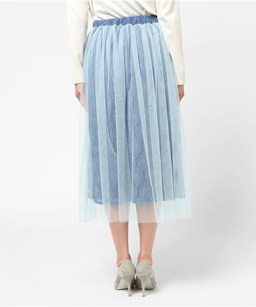 merlot plus（メルロープリュス）の「刺繍レース×チュールスカート9198（スカート・レディース・ブラック/ブルー/ピンク/ベージュ・FREE）」の11枚目の写真