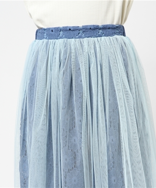 merlot plus（メルロープリュス）の「刺繍レース×チュールスカート9198（スカート・レディース・ブラック/ブルー/ピンク/ベージュ・FREE）」の12枚目の写真