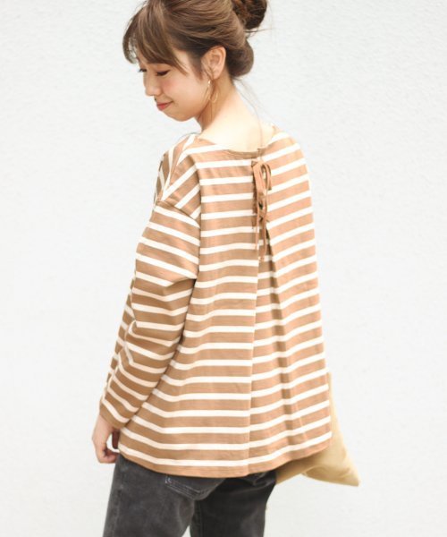 Spick & Span(スピックアンドスパン)の「≪WEB限定≫デラヴェジャージーBACKレースアップ◆ (Tシャツ/カットソー・レディース・ホワイト/キャメル/ブラック系その他7/ブルー・FREE)」の9枚目の写真