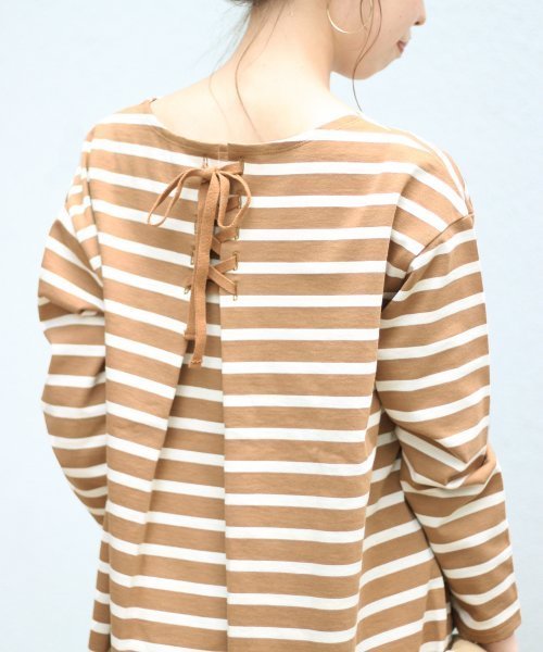 Spick & Span(スピックアンドスパン)の「≪WEB限定≫デラヴェジャージーBACKレースアップ◆ (Tシャツ/カットソー・レディース・ホワイト/キャメル/ブラック系その他7/ブルー・FREE)」の11枚目の写真