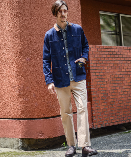 TARF（ターフ）の「襟コーデュロイデニムカバーオール（デニム