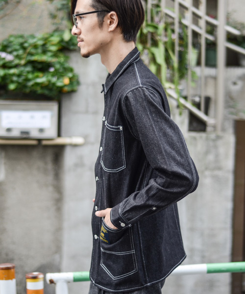 TARF（ターフ）の「襟コーデュロイデニムカバーオール（デニム