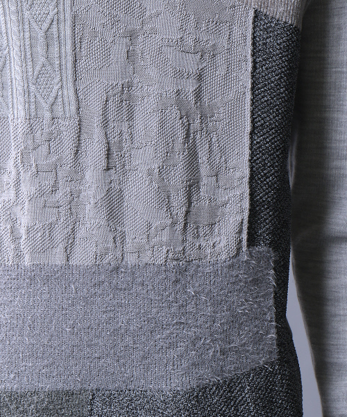 5351 POUR LES HOMMES（ゴーサンゴーイチプールオム）の「インターシャパッチワークニット（ニット/セーター・メンズ・グレー/カーキ/ブラック・44/46/48）」の11枚目の写真