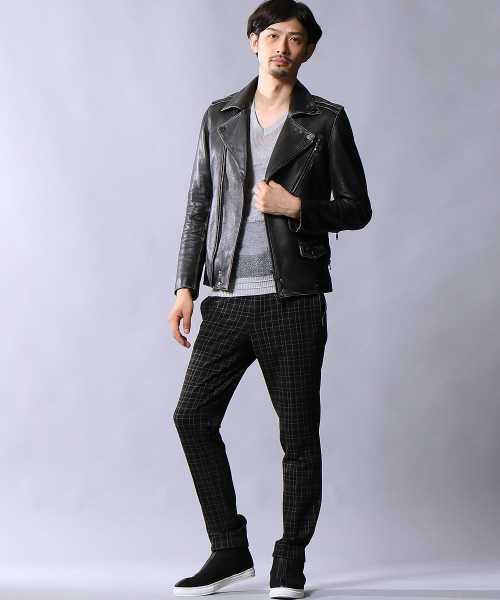 5351 POUR LES HOMMES（ゴーサンゴーイチプールオム）の「インターシャパッチワークニット（ニット/セーター・メンズ・グレー/カーキ/ブラック・44/46/48）」の14枚目の写真