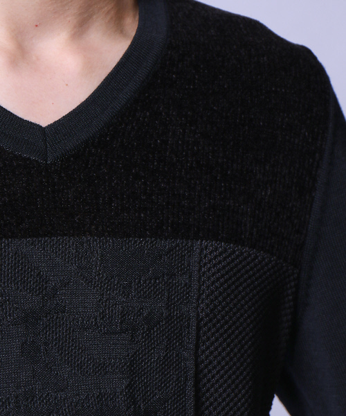 5351 POUR LES HOMMES（ゴーサンゴーイチプールオム）の「インターシャパッチワークニット（ニット/セーター・メンズ・グレー/カーキ/ブラック・44/46/48）」の20枚目の写真