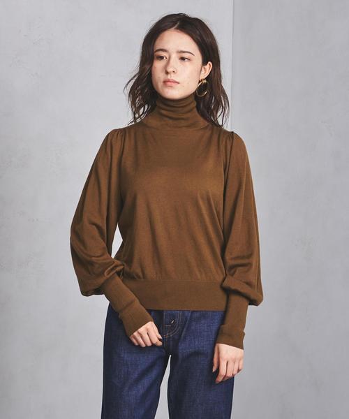 UNITED ARROWS（ユナイテッドアローズ）の「□UWFC パフスリーブ リブ タートルネックニット（ニット/セーター・レディース・ブラック/ブラウン/レッド・フリー）」の5枚目の写真