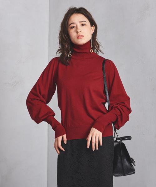 UNITED ARROWS（ユナイテッドアローズ）の「□UWFC パフスリーブ リブ タートルネックニット（ニット/セーター・レディース・ブラック/ブラウン/レッド・フリー）」の11枚目の写真