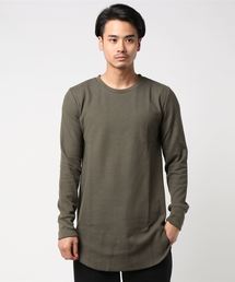 ロンT 長袖ワッフル ロング丈 ロングスリーブカットソー 春服 冬服