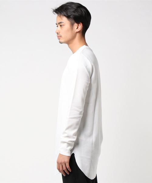 MinoriTY（マイノリティ）の「ロンT 長袖ワッフル ロング丈 ロングスリーブカットソー 春服 冬服（Tシャツ/カットソー・メンズ・ブラック/ベージュ/オフホワイト/カーキ/ピンク/ネイビー/杢グレー・M/L/XL）」の10枚目の写真