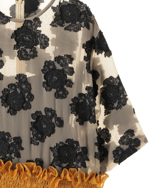 CLANE（クラネ）の「SEETHROUGH FLOWER GATHER ONEPIECE（ワンピース  